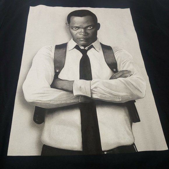 Samuel L Jackson Mens Small Captain Marvel Movie T Shirt Nick Fury Black New - Picture 4 of 5